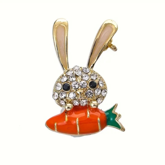 Jewelry - Rhinestone Bunny Brooch Pin